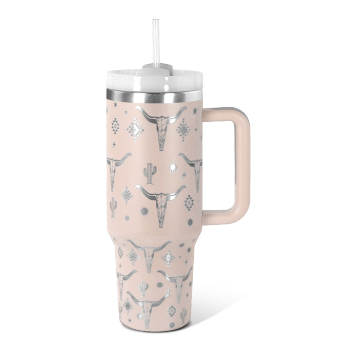 US Warehouse Western H2 40OZ powder coated tumbler with laser cow printing