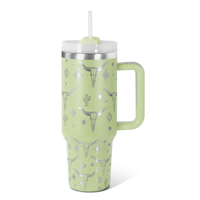 US Warehouse Western H2 40OZ powder coated tumbler with laser cow printing