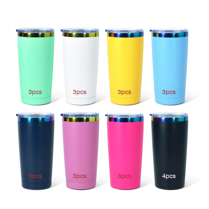 US Warehouse 20oz powder coated tumbler travel Mug with rainbow plated