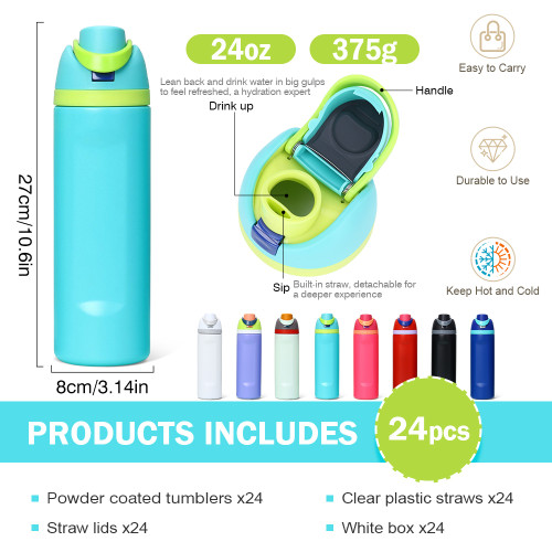 US Warehouse 24oz powder coated Portable Stainless Steel Sports Water Bottle