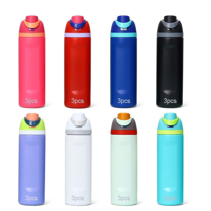 US Warehouse 24oz Freesip powder coated Portable Stainless Steel Sports Water Bottle