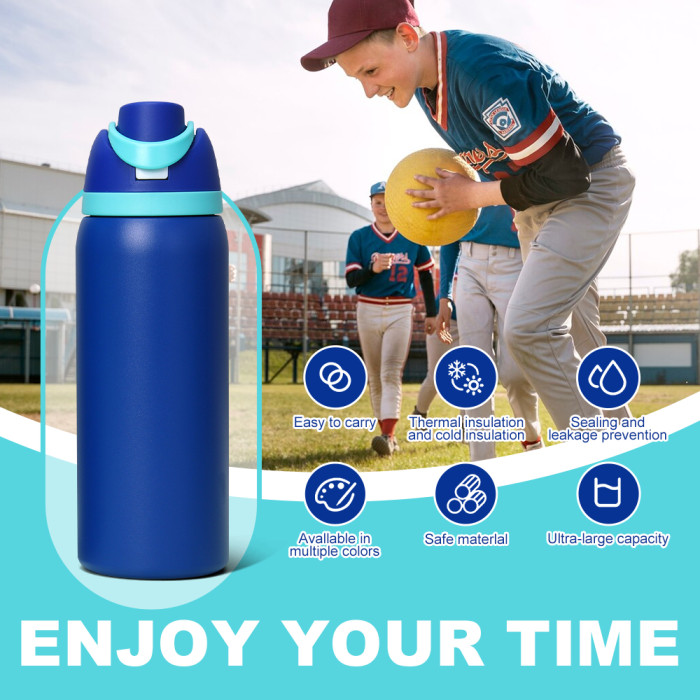 US Warehouse 32oz FreeSip powder coated Portable Stainless Steel Sports Water Bottle