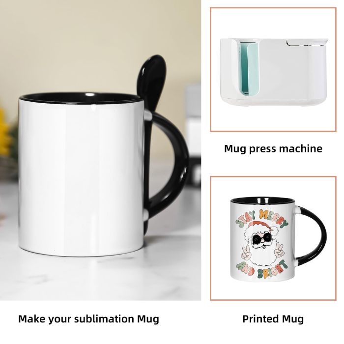 US Warehouse 11oz sublimation ceramic coffee Mug with spoon
