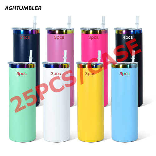 US Warehouse 20oz powder coated tumblers with rainbow plated (Not for sublimation)