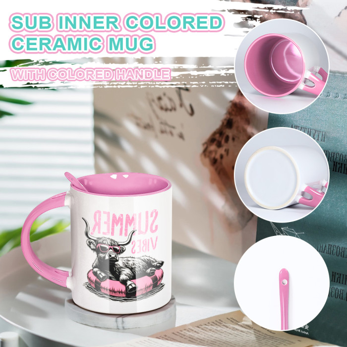 US Warehouse 11oz sublimation ceramic coffee Mug with spoon