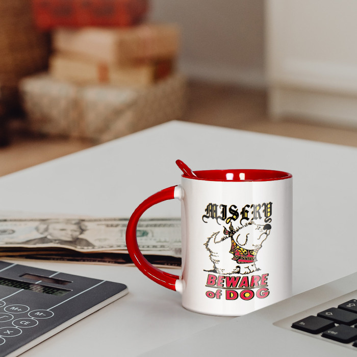 US Warehouse 11oz sublimation ceramic coffee Mug with Red spoon