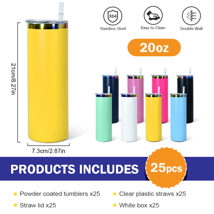 US Warehouse 20oz powder coated tumblers with rainbow plated (Not for sublimation)