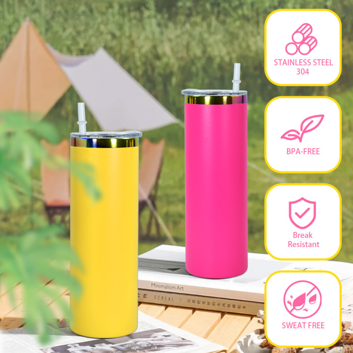 US Warehouse 20oz powder coated tumblers with rainbow plated (Not for sublimation)
