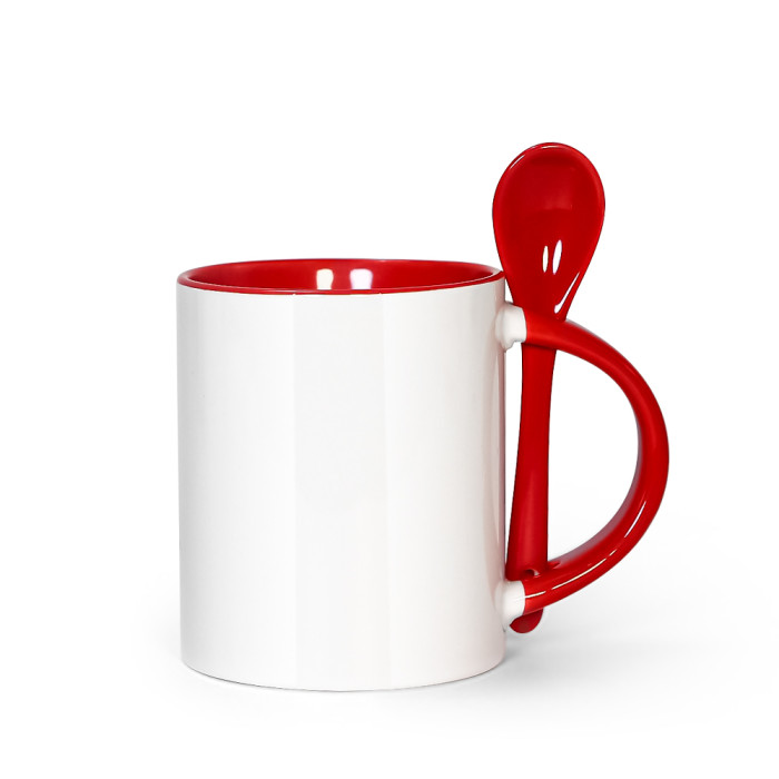 US Warehouse 11oz sublimation ceramic coffee Mug with spoon