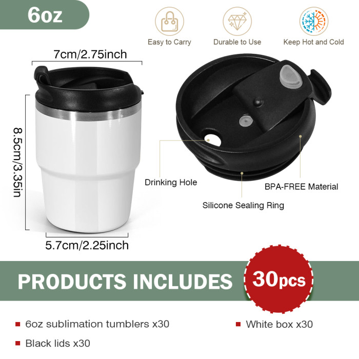 US Warehouse 6oz sublimation coffee mugs mini cups inside with enamel coating(Easily Cleaning)