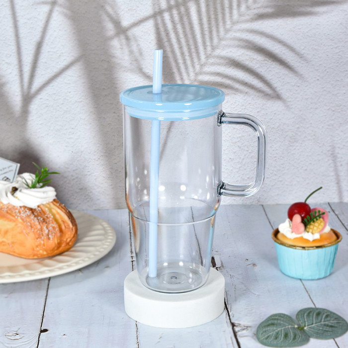 US warehosue BPA Free 20oz plastic cups with handle mixed colors lids