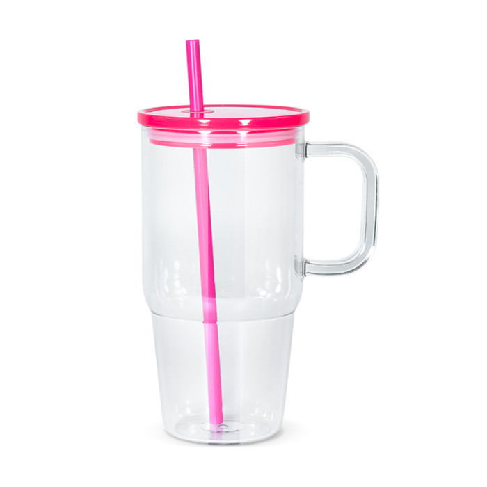 US warehosue BPA Free 20oz plastic cups with handle mixed colors lids