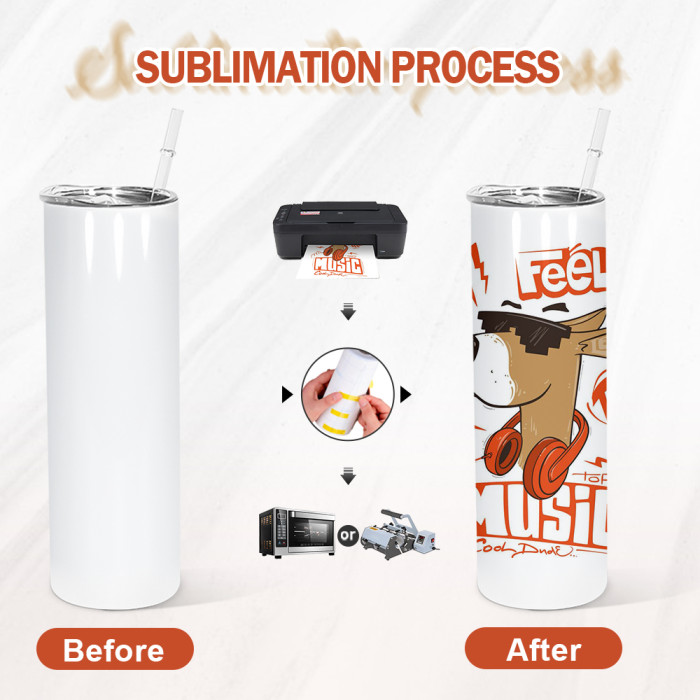 RTS US Warehouse Flat bottom 20oz sublimation blanks straight skinny tumblers