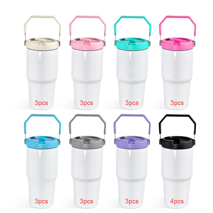 US Warehouse 20oz sublimation tumbler with colored handle lids