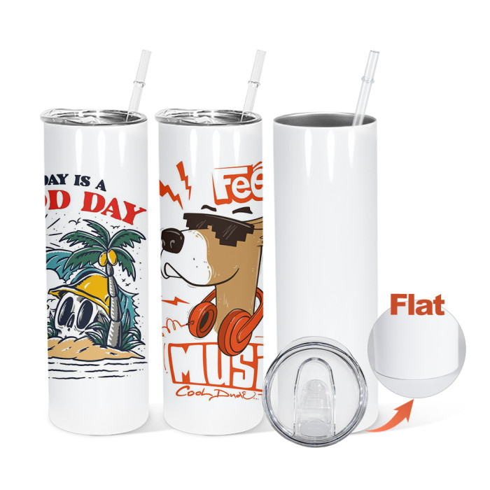 RTS US Warehouse Flat bottom 20oz sublimation blanks straight skinny tumblers