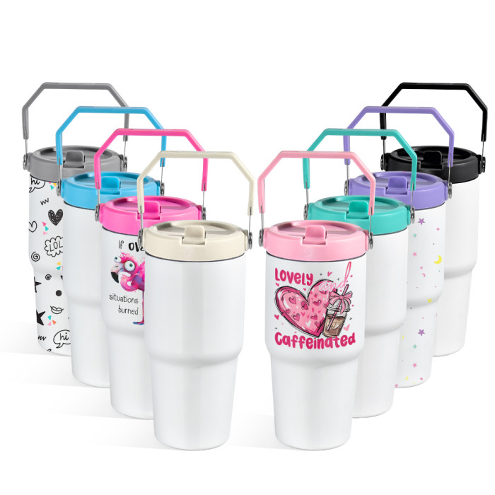 US Warehouse 20oz matte sublimation tumbler with colored handle lids