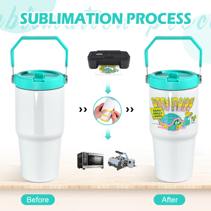 US Warehouse 20oz sublimation tumbler with colored handle lids