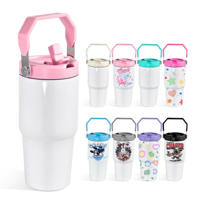 US Warehouse 20oz sublimation tumbler with colored handle lids