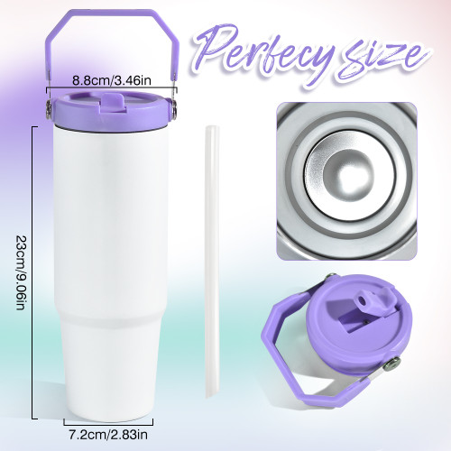 US Warehouse 30oz matte sublimation tumbler with colored handle lids