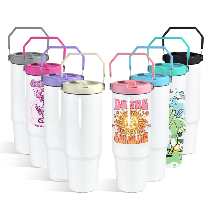 US Warehouse 30oz sublimation tumbler with colored handle lid