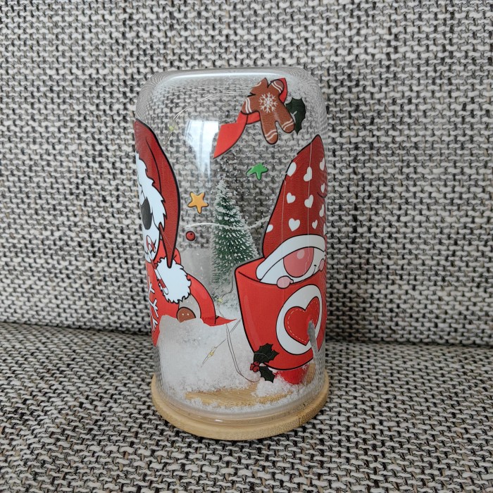 US Warehouse 18oz clear sublimation glass candle jar/DIY Snow Scene Cup