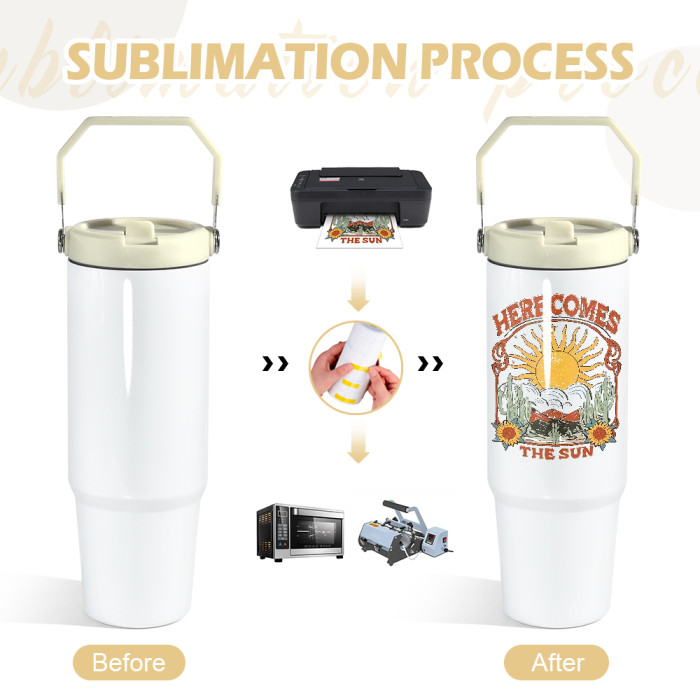 US Warehouse 30oz sublimation tumbler with colored handle lid