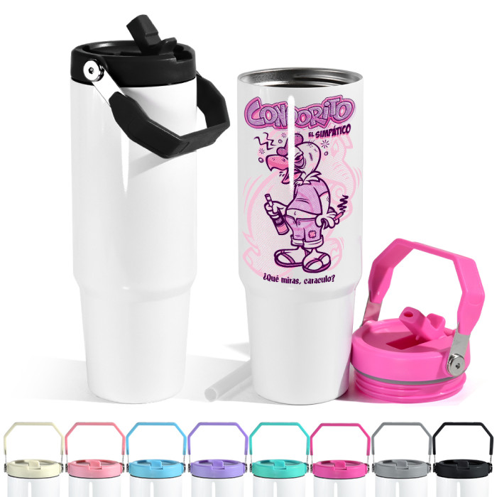US Warehouse 30oz sublimation tumbler with colored handle lid