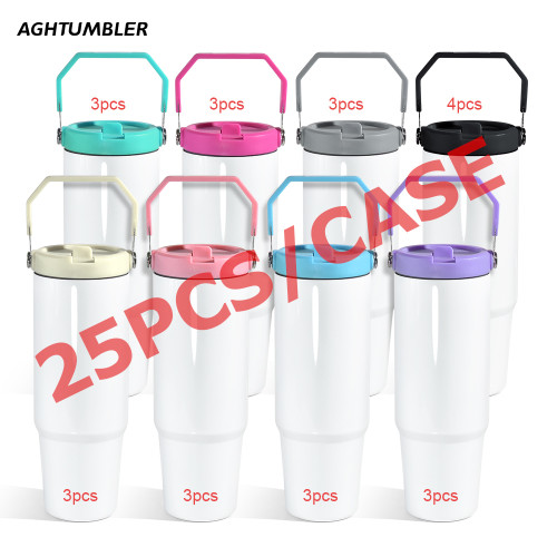 US Warehouse 30oz sublimation tumbler with colored handle lid