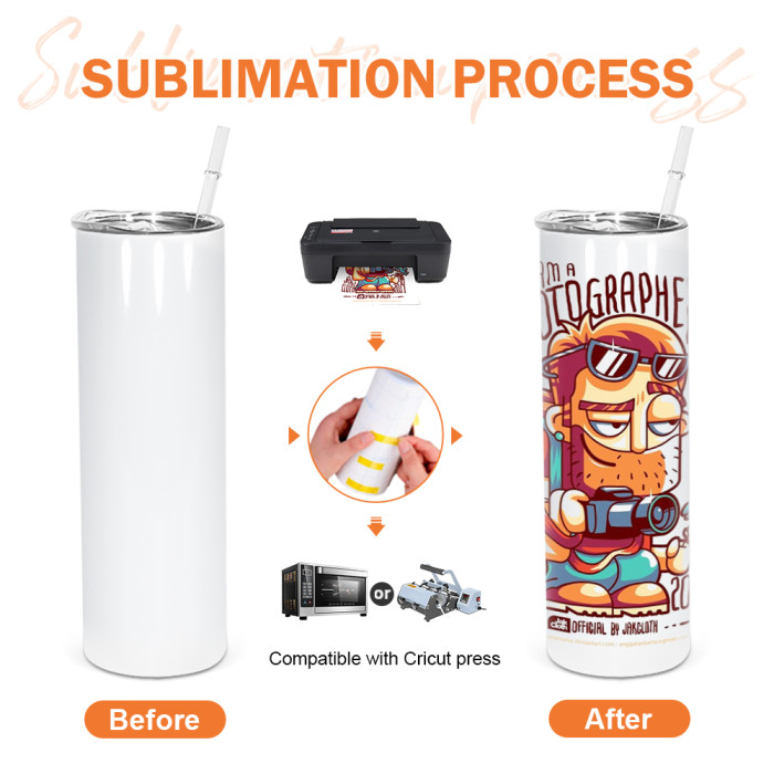 US Warehouse 20oz sublimation straight skinny tumblers with heat resistant tape
