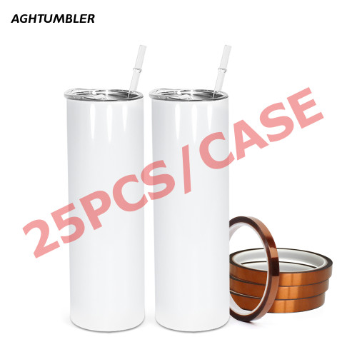 US Warehouse 20oz sublimation straight skinny tumblers with heat resistant tape
