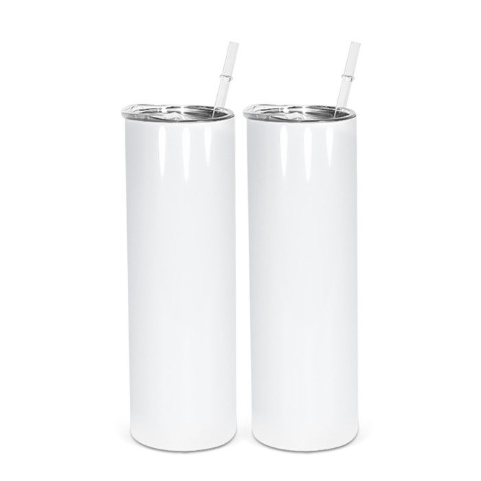 US Warehouse 20oz sublimation blanks straight skinny tumblers with plastic straw