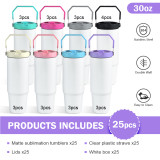 Matte white(mixed 8 colors lids 4 black 3 of eahc of other 7 colors)