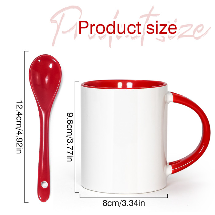US Warehouse 11oz sublimation ceramic coffee Mug with spoon