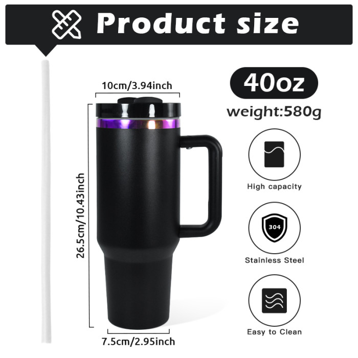 US Warehouse H2 40OZ Powder Coated Tumbler with Purple Plated(Not for sublimation)