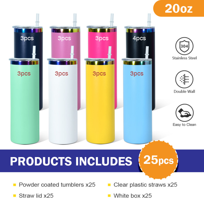 US Warehouse 20oz powder coated tumblers with rainbow plated (Not for sublimation)