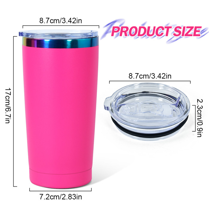 US Warehouse 20oz powder coated tumbler travel Mug with rainbow plated