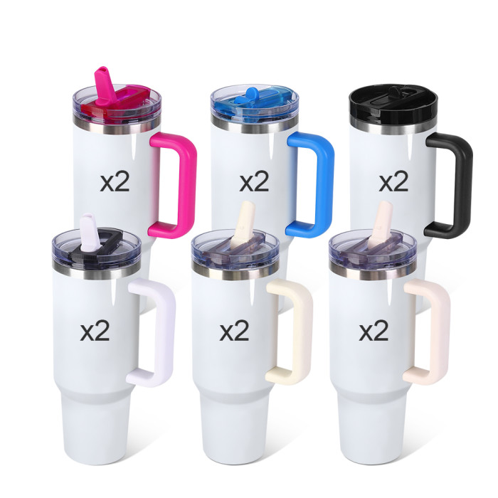 US Warehouse 40oz Sublimation Tumbler With dismountable Lid and Handle