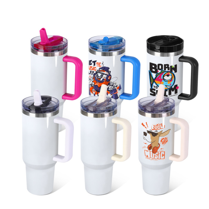 US Warehouse 40oz Sublimation Tumbler With dismountable Lid and Handle