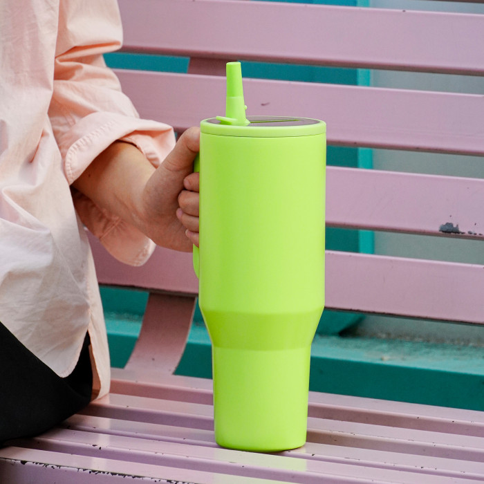 US Warehouse 40OZ powder coated tumblers with flip straw lids(Not for sublimation)