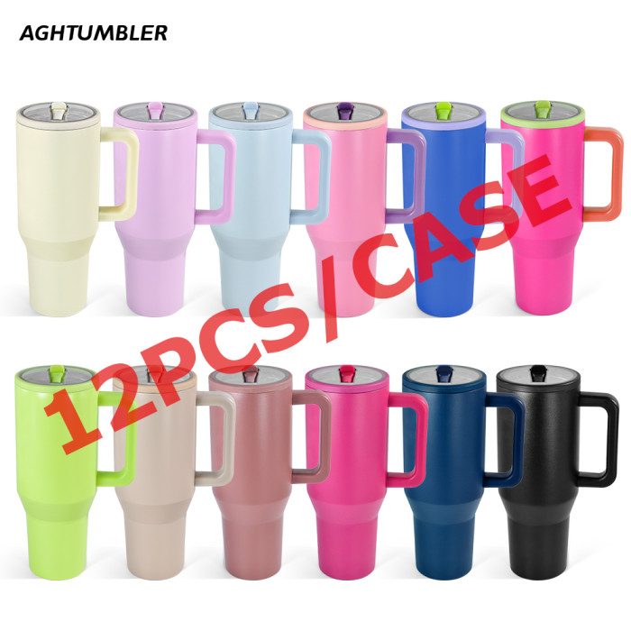 US Warehouse 40OZ powder coated tumblers with flip straw lids(Not for sublimation)