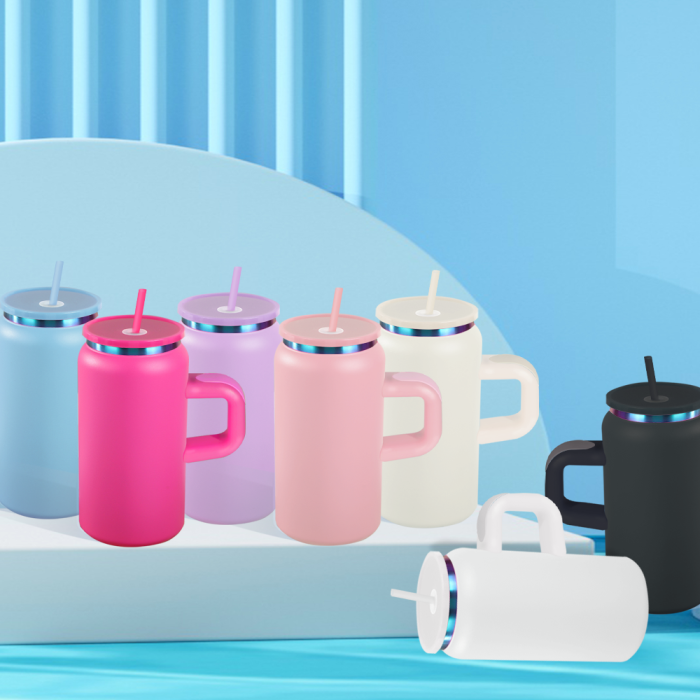 US Warehouse Rainbow Plated 16oz Powder Coated Cups Libby Cups With Handle