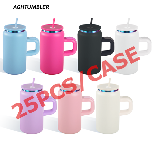 US Warehouse Rainbow Plated 16oz Powder Coated Cups Libby Cups With Handle