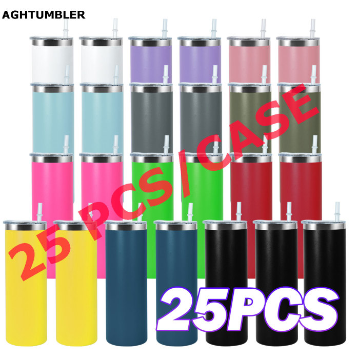 US Warehouse 20oz Powder Coated Straight Skinny Tumbler