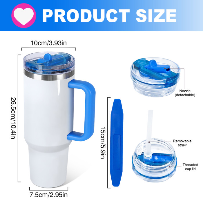 US Warehouse 40oz Sublimation Tumbler With dismountable Lid and Handle