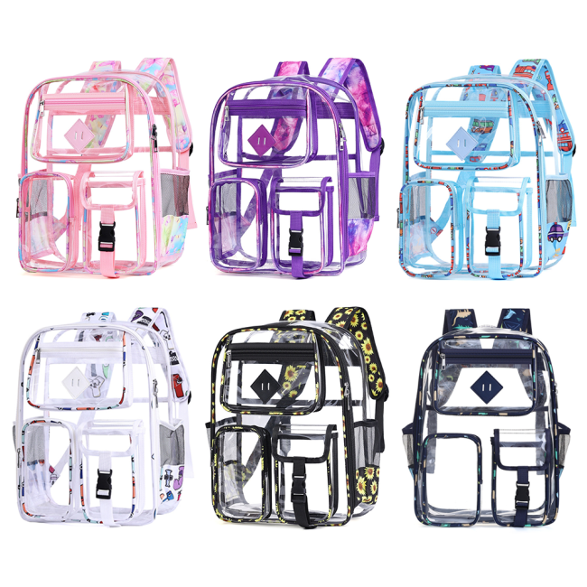 China warehouse 18pcs 17*12.5*6 inches PVC Clear Backpack