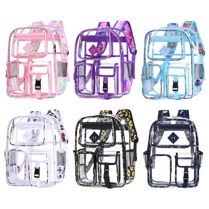 China warehouse 18pcs 17*12.5*6 inches PVC Clear Backpack
