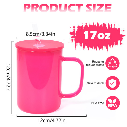 RTS US Warehouse Colored 17oz Sublimation Glass Mug with handle