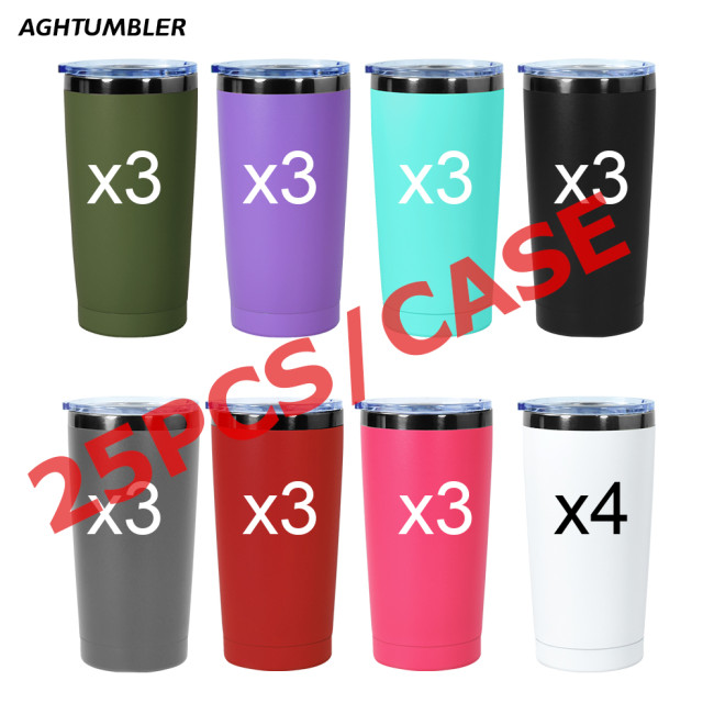US Warehouse 20oz powder coated tumbler with gun grey plated