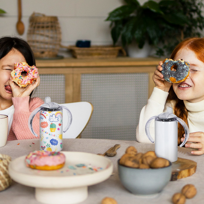 US Warehouse 12oz Sublimation Straight Sippy Cup with dual lids