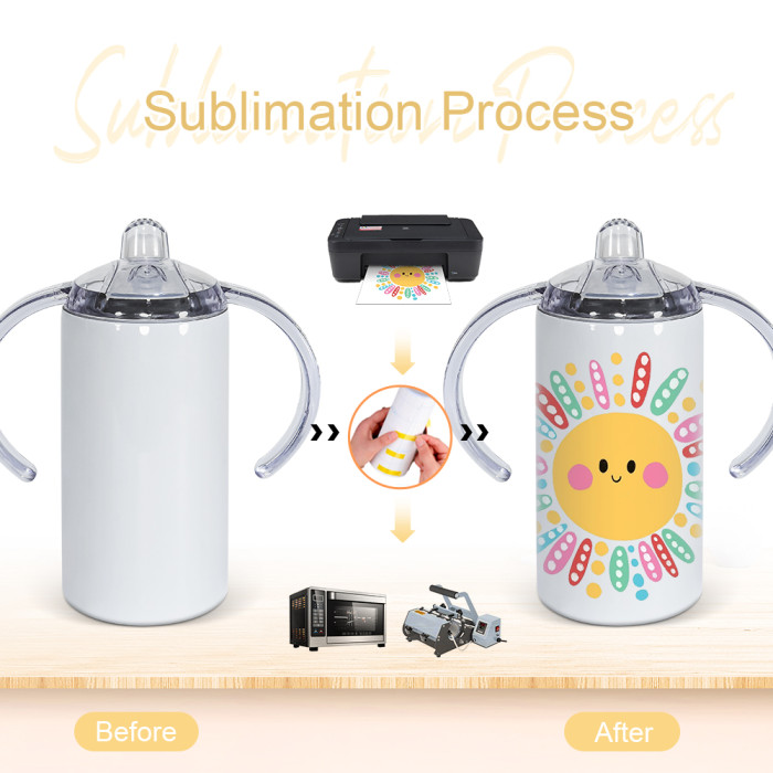 US Warehouse 12oz Sublimation Straight Sippy Cup with dual lids